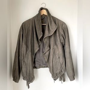 Muubaa Gray Suede Leather Jacket, size 2 / small